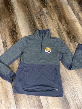 Gray Adidas LSU Tiger 1/4 Zip Pullover